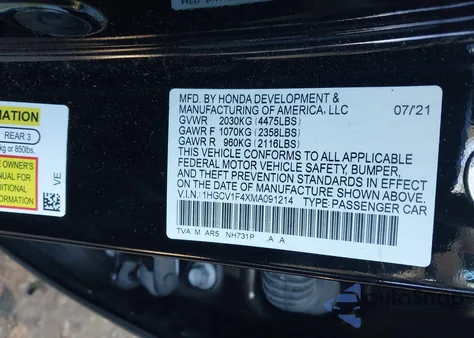 2021 Honda Accord Sport Special Edition from USA, damaged, VIN 1HGCV1F4XMA091214